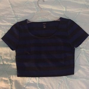 Blue & Black Crop Top
